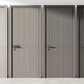Modern Interior Hinged Doors With Wood Grain Texture And Different Colors 3d model