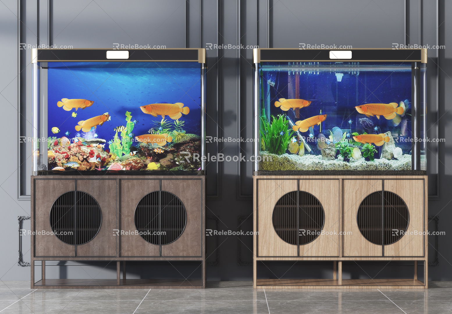 New Chinese Fish Tank Fish Tank Aquarium Combination 3d model