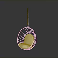 Hanging Rattan Leisure Chair with Oval Shape and White Cushion