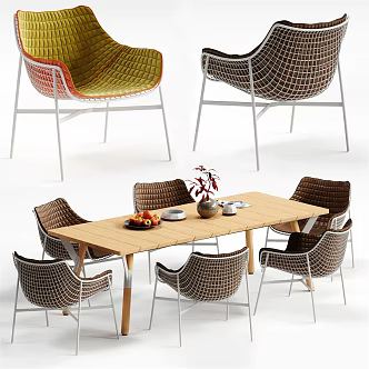 Nordic Outdoor Table and Chair Outdoor Dining Table and Chair 3d model