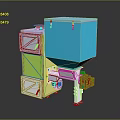 Industrial Mechanical Equipment With Blue Green White Sections Including Control Panel And Drive Mechanism