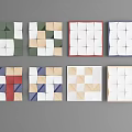 Modern Geometric Pattern Square Wall Decor With Various Color Combinations For Home Interior 3d model