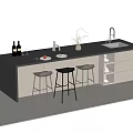 Modern Bar Counter Design With Black Countertop White Cabinets And Metal Stools