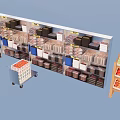 Organized Retail Display Shelves Featuring Shopping Cart Vegetable Section And Layered Product Layout
