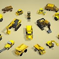 Engineering truck crane crane loader truck forklift cartoon car transporter 3d model