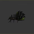 Fantasy Spider Creature With Black Body Green Glowing Stripes And Sharp Legs