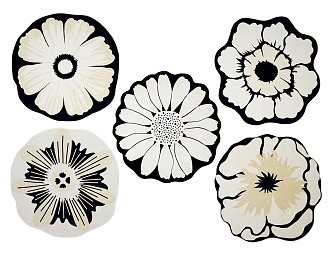 Black and white irregular round carpet 3d model