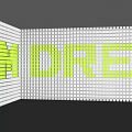 White Grid Patterned Background Wall with Green Letters for Modern Interior Design