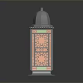 Traditional Decorative Lantern With Intricate Geometric Patterns Colorful Accents Dome Top And Sturdy Base