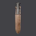Rustic Leather Sheath Knife With Metal Handle And Sharp Blade Design 3d model