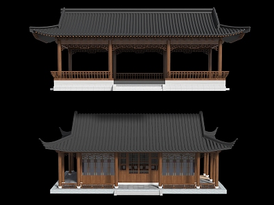 Waterside pavilion garden landscape architecture teahouse 3d model