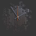 Modern Wall Clock With Hexagon Patterns And Metal Hands On Black Background
