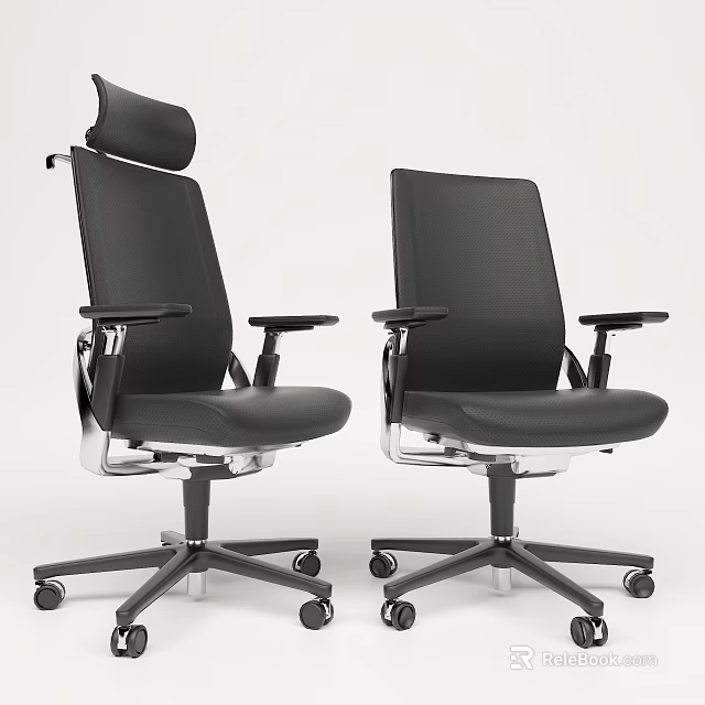 Modern Ergonomic Black Office Chair With High Back Adjustable Armrests And Rolling Casters 3d model 