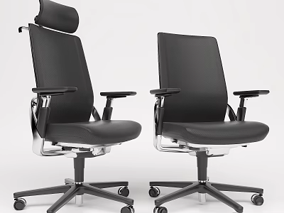 Modern Ergonomic Black Office Chair With High Back Adjustable Armrests And Rolling Casters 3d model