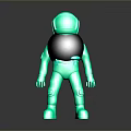 Shiny Transparent Green Humanoid Game Movie Character With Central Gray Sphere