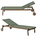 Outdoor Mesh Lounge Chair With Adjustable Backrest And Brown Rolling Wheels