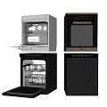 Modern Built In Kitchen Appliances Including Dishwasher And Oven Units 3d model