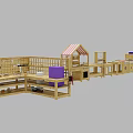 Kindergarten Wooden Play Furniture Featuring Playhouse Shaped Stations And Activity Tables