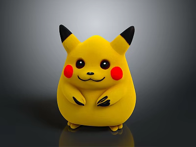 Cute Yellow Pikachu Character With Red Cheeks Black Ears And Small Claws 3d model