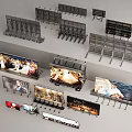 Various Outdoor Billboard Structures With Digital Screens Printed Graphics And Metal Frames 3d model