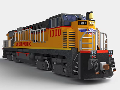 Union Pacific Train Model 1000 With Yellow And Black Details 3d model Union Pacific Train Model 1000 With Yellow And Black Details 3d model