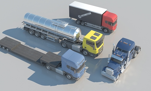 Truck Car Oil Tank Truck Van Head Transport Truck Traffic Large Truck Engineering Vehicle Construction Site Freight Gas Truck Tanker 3d model