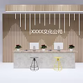 Company front desk background wall reception desk 3d model