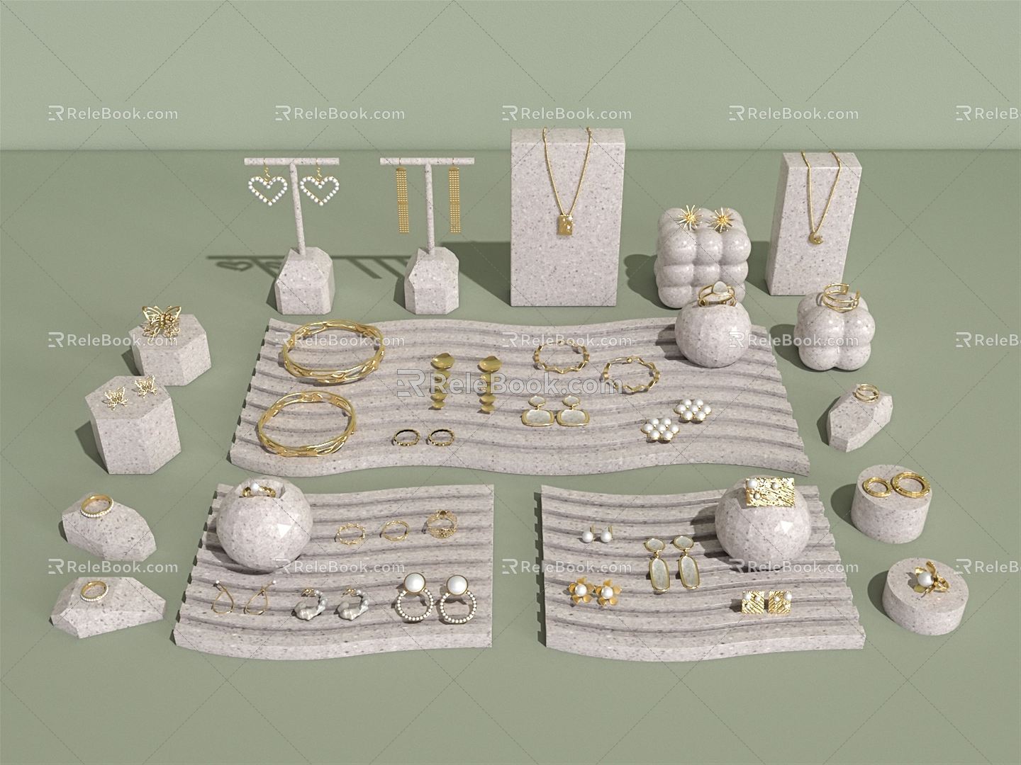 Modern Jewelry Stone Jewelry Display 3d model