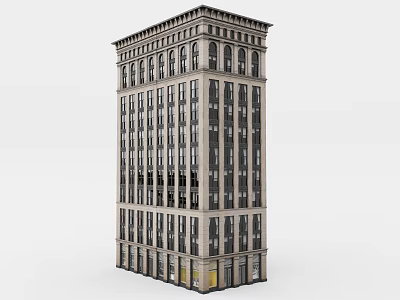 Classical Multi Story Building With Uniform Windows And Ground Floor Shops 3d model