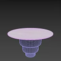 Modern Round Dining Table With White Tabletop And Black Layered Base 3d model