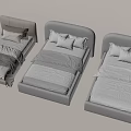 Modern Single Bed Designs With Upholstered Headboards And Cozy Bedding Sets 3d model