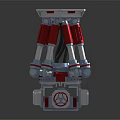 Advanced Mechanical Device With Red And Silver Metallic Components And Joints
