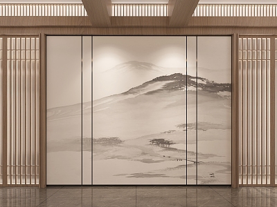 New Chinese painting partition screen model