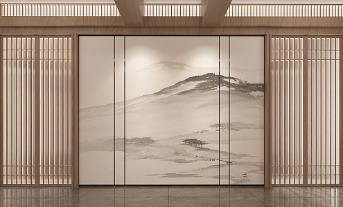 New Chinese painting partition screen 3d model