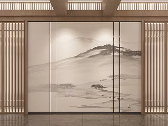 New Chinese painting partition screen 3d model