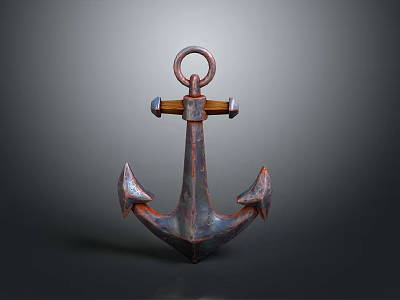 Vintage Rustic Metal Anchor Home Decor With Classic Design And Reddish Brown Finish 3d model