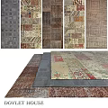 Stylish Square Rugs Featuring Various Patterns and Classic Colors for Home Decor 3d model
