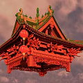 The roof of the ancient building on the top of the cross rest is beautiful. 3d model