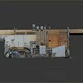 Detailed 3D Model Of Industrial Landscape With Factory Buildings Rooftop And Machinery Equipment