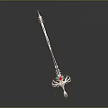 Mythical Golden Decorative Staff With Red Blue Gems And Intricate Patterns