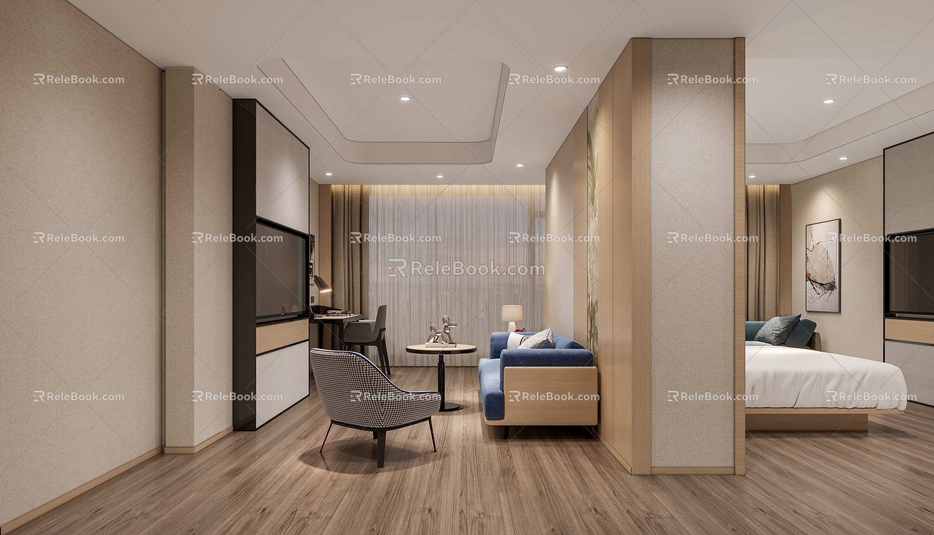 Modern Suite Hotel Rooms 3d model