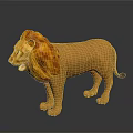 Lion 3D Model With Orange Fur Mane And Standing Pose On Gray Background 3d model
