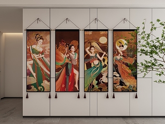 Southeast Asian Thai Decorative Hanging Painting 3d model