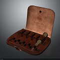 Red Leather Ammunition Case with Cartridge Slots and Brass Bullet Storage