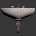 Unique Speckled Marble Washbasin With Chrome Faucet And Metal Pedestal