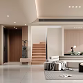 Modern Dining and Living Room Interior Design With Sofa Coffee Table And Dining Chairs