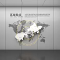 Modern Regional Planning Wall Display With 3D World Map And Geographic Elements 3d model