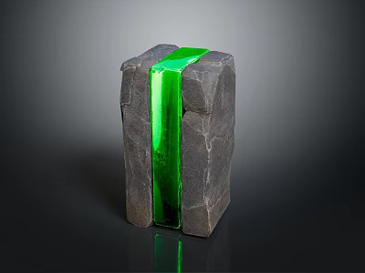 Gray Stone Structure With Central Green Transparent Strip And Smooth Exterior Surface 3d model