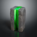 Gray Stone Structure With Central Green Transparent Strip And Smooth Exterior Surface 3d model
