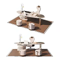 Modern Home Office Desk With Chair Lamp Small Stools And Rug